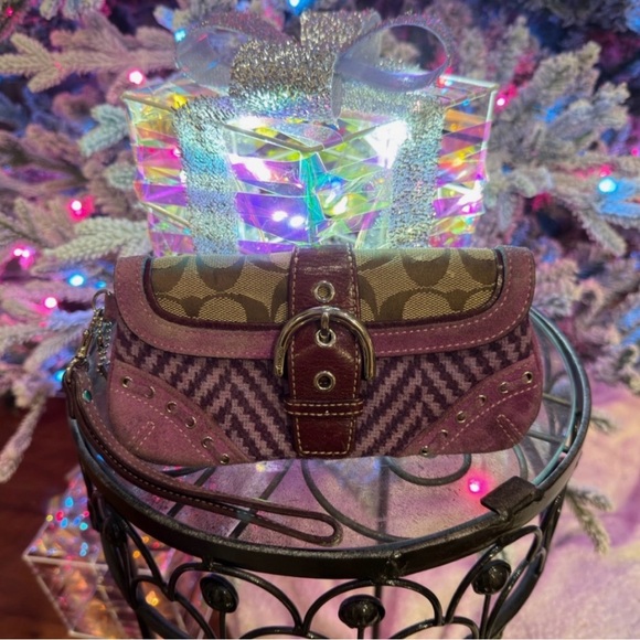 Coach Handbags - Coach Purple and Brown Clutch